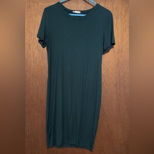 Green ribbed midi dress- XL